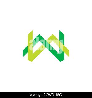 abstract letter mw green mountain line logo vector Stock Vector