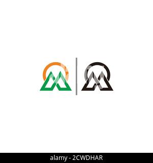 letter m mountain infinity design geometric line art logo vector Stock Vector