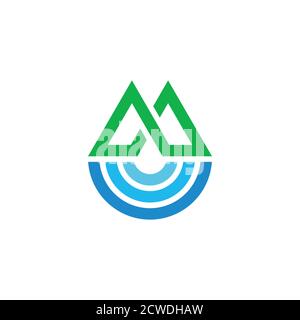 letter M mountain sea stripes geometric line logo vector Stock Vector