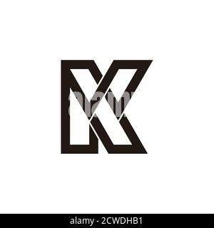 letter wk simple geometric line linked logo vector Stock Vector