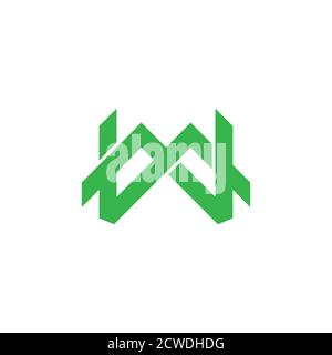 abstract letter mw green mountain line logo vector Stock Vector