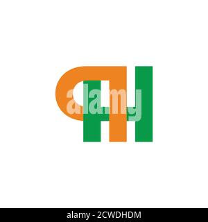 letter hq simple overlapping lines geometric colorful logo vector Stock Vector