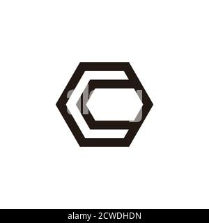 letter c simple geometric hexagonal line logo vector Stock Vector