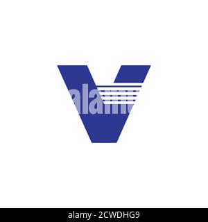 letter v stripes motion geometric logo vector Stock Vector