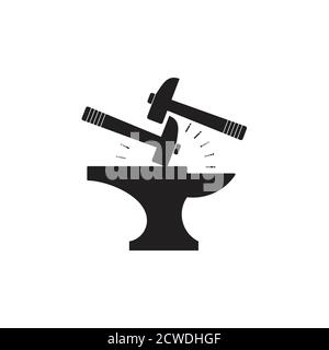spark iron hammer blacksmith symbol logo vector Stock Vector
