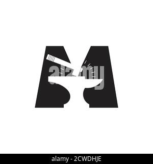 letter m blacksmith design logo vector Stock Vector