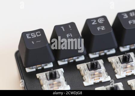 Close-up of Mechanical Keyboard Showing Keyswitch. Stock Photo