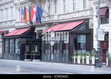Vienna. 29th Sep, 2020. Photo taken on Sept. 29, 2020 shows the Hotel Sacher in Vienna, capital of Austria. Hotel industry in Vienna has been heavily affected by the COVID-19 pandemic. Credit: Guo Chen/Xinhua/Alamy Live News Stock Photo