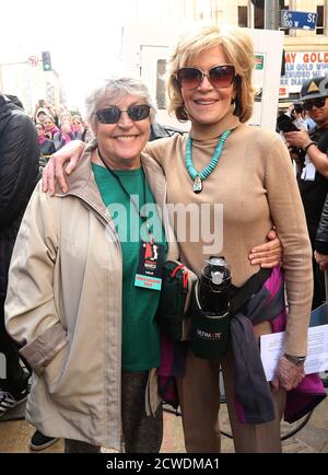 **FILE PHOTO** Helen Reddy Has Passed Away Aged 78. ALos Angeles CA - JANUARY 21: Helen Reddy, Jane Fonda, At Women's March Los Angeles, At Downtown Los Angeles In California on January 21, 2017. Credit: Faye Sadou/MediaPunch Stock Photo