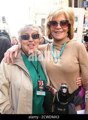 **FILE PHOTO** Helen Reddy Has Passed Away Aged 78. ALos Angeles CA - JANUARY 21: Helen Reddy, Jane Fonda, At Women's March Los Angeles, At Downtown Los Angeles In California on January 21, 2017. Credit: Faye Sadou/MediaPunch Stock Photo