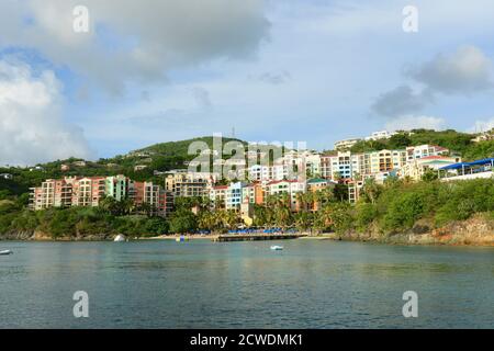 Marriott's Frenchman's Cove hotel at Long Bay on May 30, 2014 in Charlotte Amalie, Saint Thomas, US Virgin Islands, USA. Stock Photo