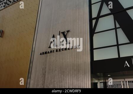 Armani Exchange logo seen one at one of their branches Stock Photo