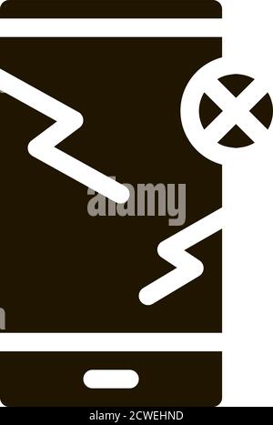 Broken Smartphone Icon Vector Glyph Illustration Stock Vector