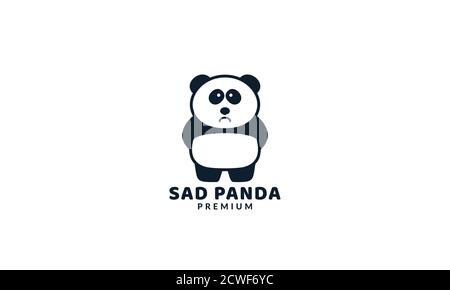 illustration cute cartoon panda  sad modern logo icon vector Stock Vector