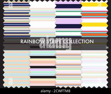 Rainbow striped seamless pattern collection includes 8 design swatches ...