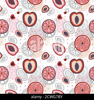 Half Cut Fruit Slices Pattern in Cartoon Stock Vector