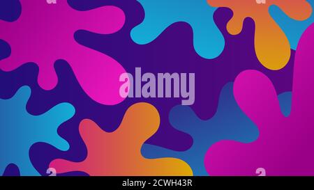 Purple fluid background design. Liquid ameoba shapes composition. Funky design posters. Fluid background design abstract ameoba shapes for print or web on purple background Stock Vector