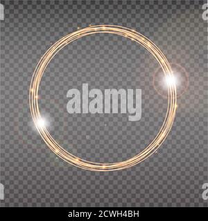 Bright halo. Abstract glowing circles. Light optical effect halo on transparent background. Vector illustration Stock Vector