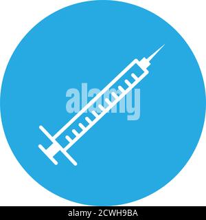 Hypodermic syringe, injection. Diabetes disease icon, glucose monitoring life. Modern infographic logo and pictogram Stock Vector