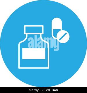 Pills and pills bottles. Modern infographic logo and pictogram Stock Vector