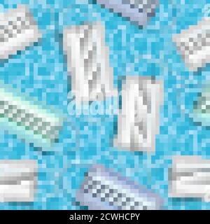 ocean pollution seamless pattern Stock Vector