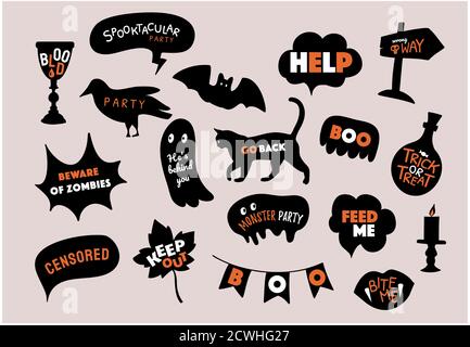 Vector speech bubbles set with halloween text  Stock Vector