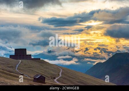 German military memorial and cemetery, Passo Pordoi, Dolomites, Italy Stock Photo