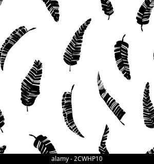 Tropical vector banana leaves seamless pattern.  Stock Vector
