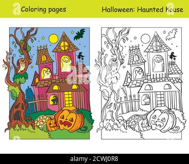 Premium Vector  Halloween color by number coloring page for kids