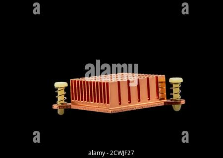 Copper heatsink to release heat from the chipset. Stock Photo