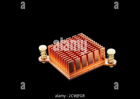 Copper heatsink to release heat from the chipset. Stock Photo