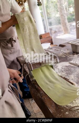 Chef Making Fresh Homemade Pasta Stock Photo