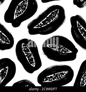Papaya fruits vector seamless pattern.  Stock Vector