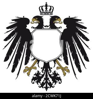 Eagle coat of arms, shield symbols illustration - vector illustration Stock Vector
