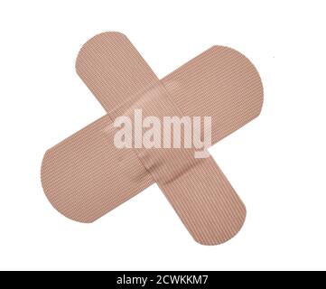 Adhesive bandage plaster or first-aid plaster isolated on white Stock Photo