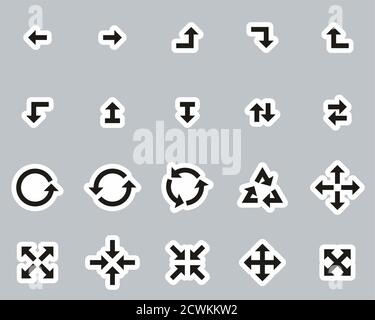 Arrows Or Navigation Icons Black & White Sticker Set Big Stock Vector