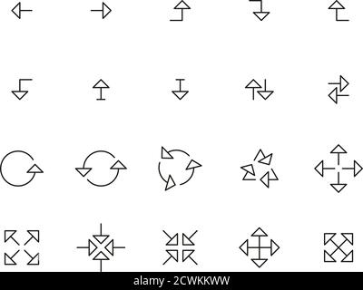 Arrows Or Navigation Icons Thin Line Set Big Stock Vector