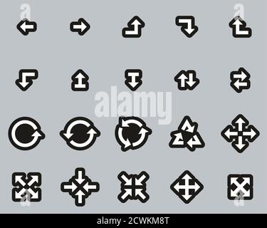 Arrows Or Navigation Icons White On Black Sticker Set Big Stock Vector