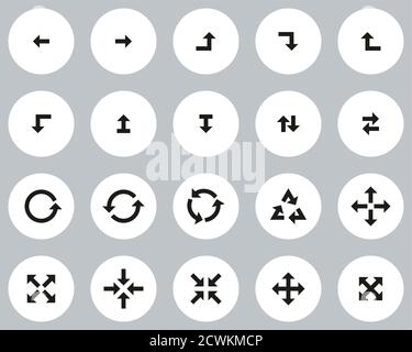 Arrows Or Navigation Icons Black & White Flat Design Circle Set Big Stock Vector