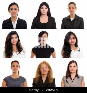 Collage of multi ethnic and mixed age businesswomen Stock Photo
