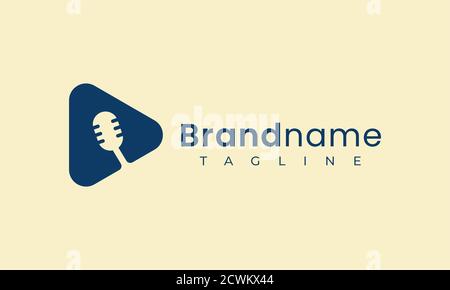 microphone logo template with simple and modern shape Stock Vector