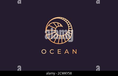 gold ocean wave logo template with luxurious and premium shape Stock Vector