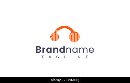 red headset logo template in the form of simple slang Stock Vector