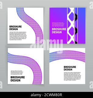 Square banners. Covers design templates for brochure, flyer, magazine. Violet pink trendy hand made geometric abstract background Stock Vector
