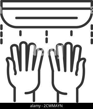 new normal, use hand dryer, after coronavirus disease covid 19, linear icon style vector illustration Stock Vector