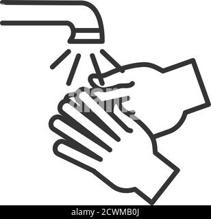 new normal, washing hands prevention, after coronavirus disease covid 19, linear icon style vector illustration Stock Vector