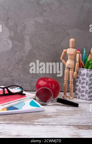 Items for school on the table. Stock Photo