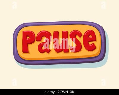 Hand drawn Pause web button. internet button Stock Vector