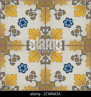 Seamless pattern with Portuguese tiles. Azulejo Stock Vector
