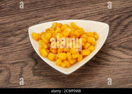 Sweet marinated corn seeds in the bowl Stock Photo